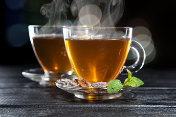 Cup of tea on dark background