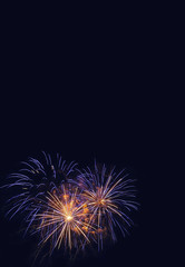 Fototapeta premium Fireworks background. Colorful fireworks in the night sky.
