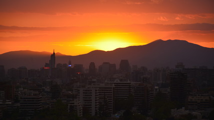 Amazing sunset clouds in Santiago, Chile