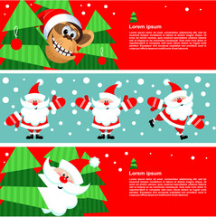 Christmas cards with a monkey and Santa Claus