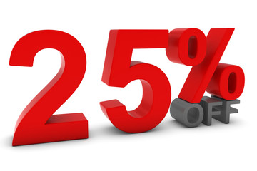25% OFF - Twenty Five Percent Off 3D Text in Red and Grey