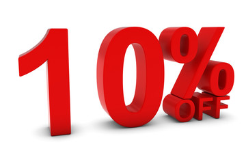 10% OFF - Ten Percent Off 3D Text in Red