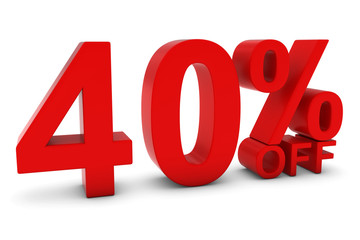 40% OFF - Forty Percent Off 3D Text in Red