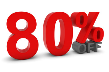 80% OFF - Eighty Percent Off 3D Text in Red and Grey