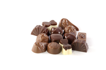 chocolate candies isolated on white background