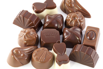 chocolate candies isolated on white background