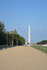 Widok na Monument Waszyngtona na tle błękitnego nieba - obrazy, fototapety, plakaty
