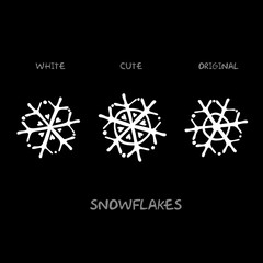 Fototapeta premium Snowflakes/Original vector white snowflakes on a black background