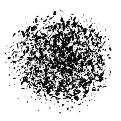 Explosion cloud of black pieces