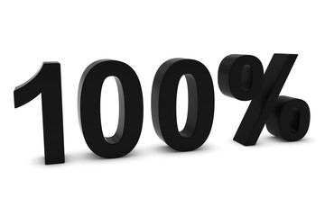 100% - One Hundred Percent Black 3D Text Isolated on White