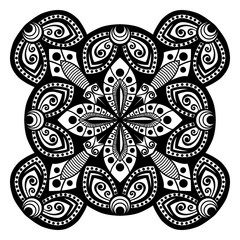 Black and white square abstract ornament