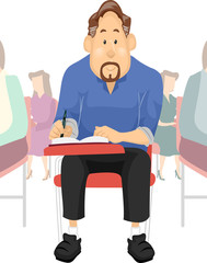 Man Back School Exam