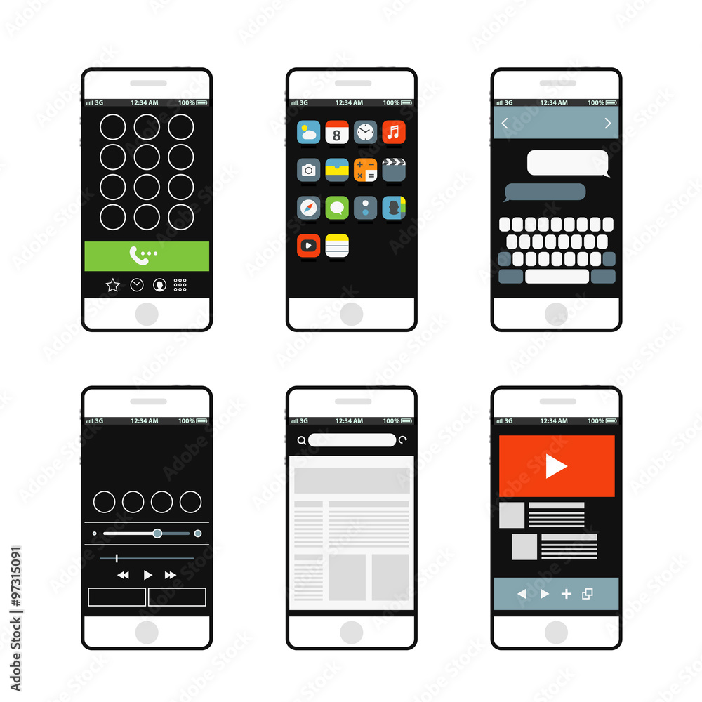 Poster modern smartphone interface elements