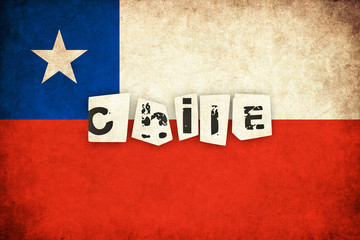 Fototapeta na wymiar Chile grunge flag illustration of country with text