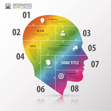 infographic Template with Colorful Head. Modern Concept. Vector