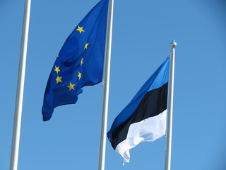 flag of Europe and flag of Estonia