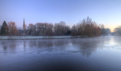 A Frosty Morning Across the Avon from Salisbury Cathedral