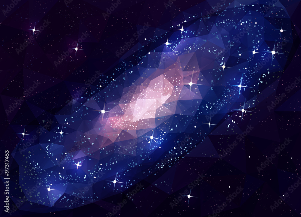 Wall mural deep space galaxy andromeda. low poly.