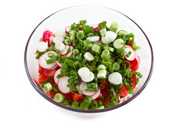 salad of fresh vegetables in the salad bowl