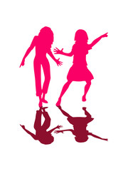Reflection Shadow girlfriends few team friends fun girl girls pink party dancing