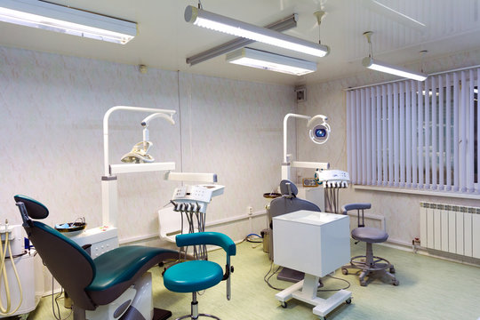 Interior dental office - chair and tools
