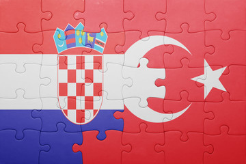 puzzle with the national flag of turkey and hungary
