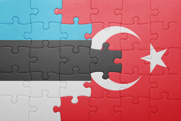 puzzle with the national flag of turkey and hungary