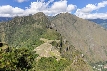 Aerial view of Machu Picchu, the sacred city of Incas, Peru