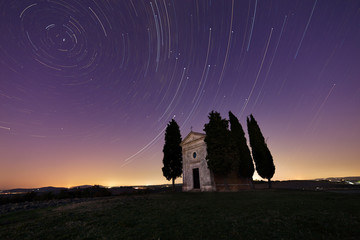 Chapel of Madonna di Vitaleta at night