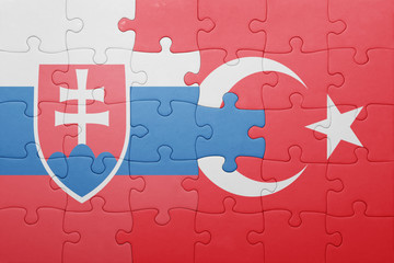 puzzle with the national flag of turkey and slovakia