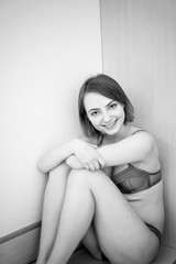 Obraz premium young attractive caucasian woman in lingerie