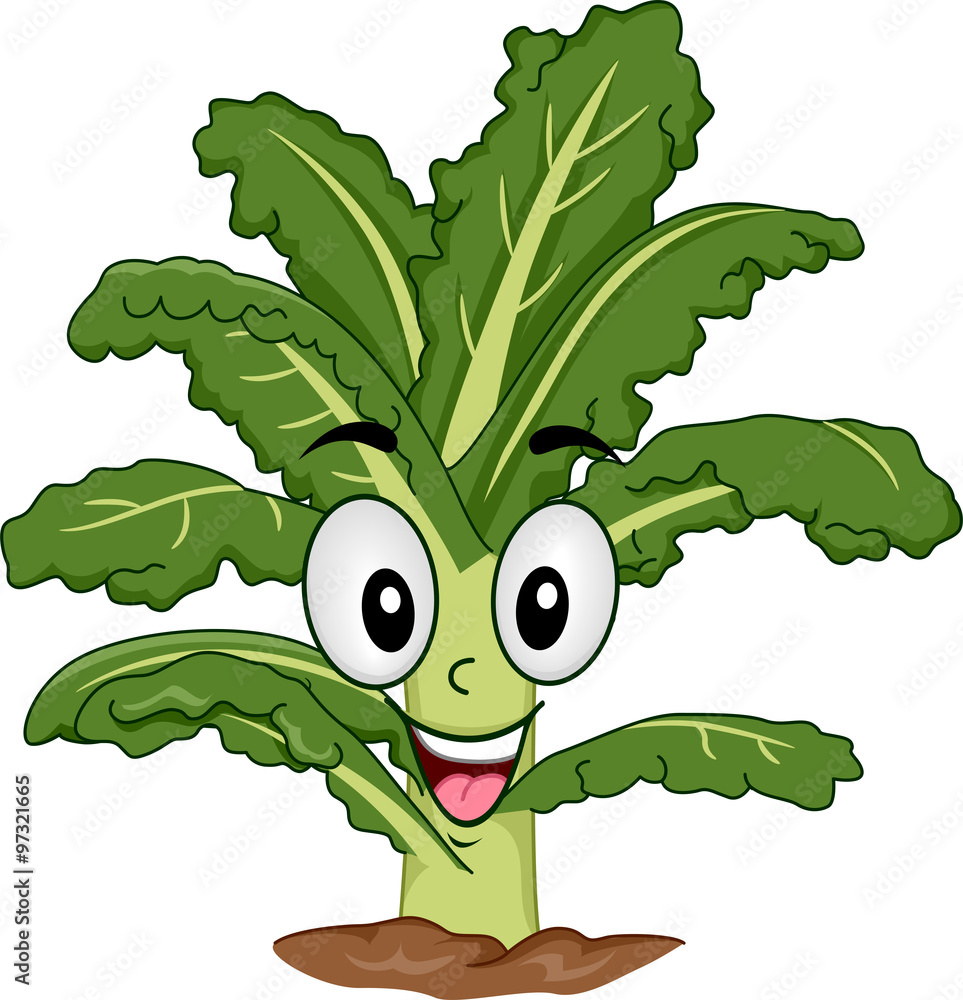 Sticker mascot kale planted