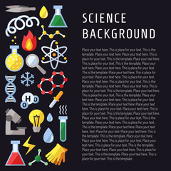 Science vector background. Chemistry, Physics and Biology. Modern flat design. Template.