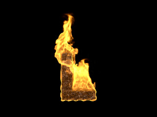 Feuer Buchstabe L auf schwarzem Hintergrund