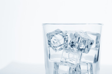 glass with ice cubes