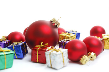Fototapeta na wymiar Christmas Balls and Gifts