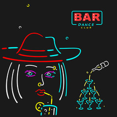 Vector Girl in The Bar