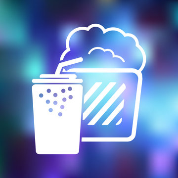 Popcorn and cola soda drink cup icon
