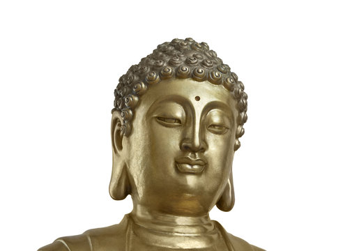 Golden Buddha on white background