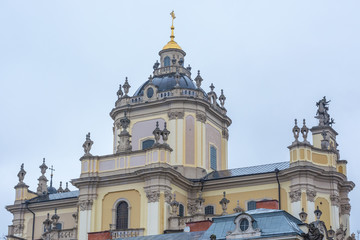 Fototapeta na wymiar The dome of the Catholic Cathedral