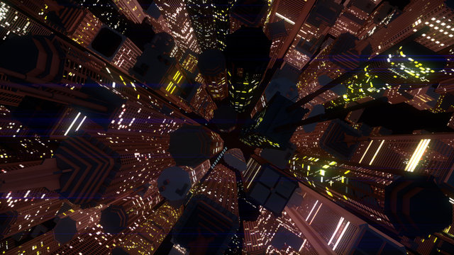 Modern City Metropolis at Night