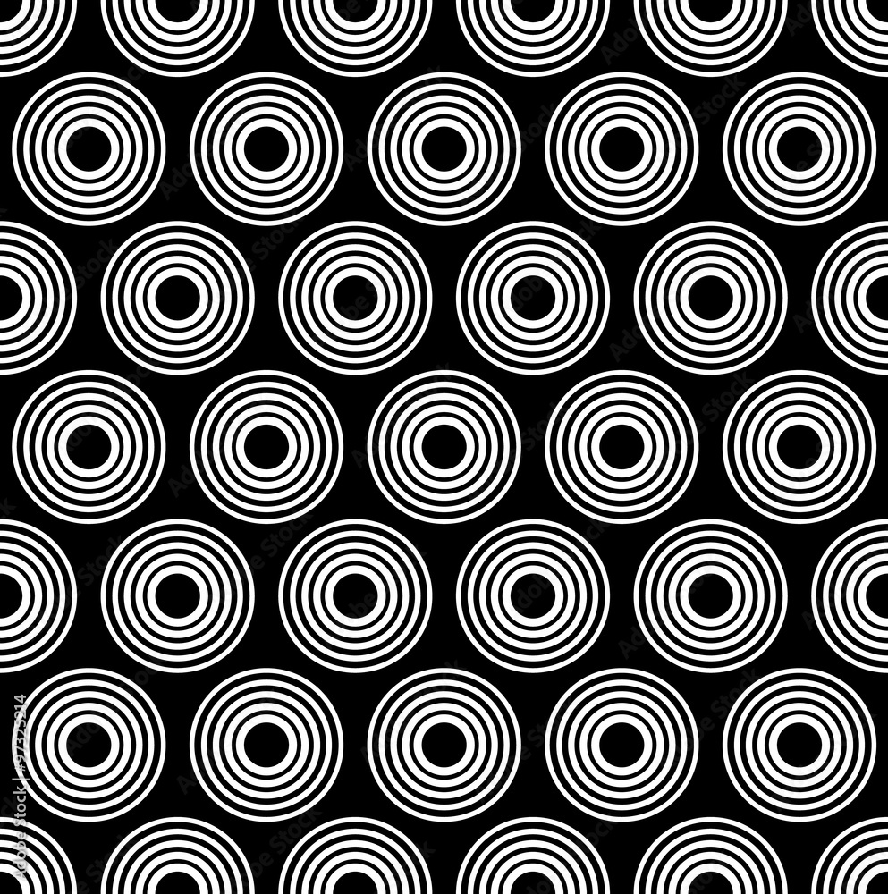 Leinwandbilder seamlessly repeatable pattern with concentric circles. black and