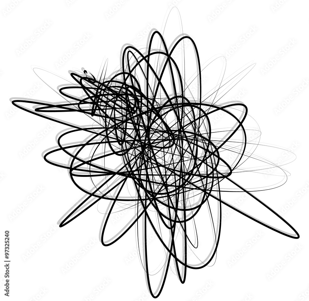 Poster abstract vector art with dynamic, intersecting lines forming ova