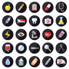 Medical and science vector icons set. Modern flat design.