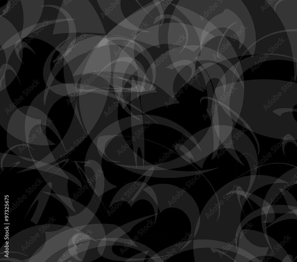 Poster abstract background with scattered, random shapes overlapping ea