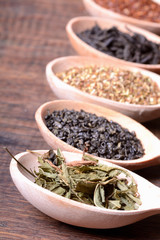 assortment of dry tea