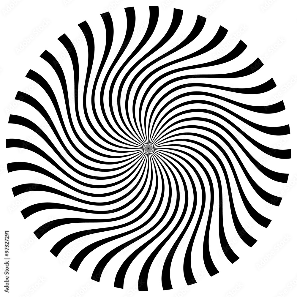 Poster abstract circular, spiral element with radiating lines.