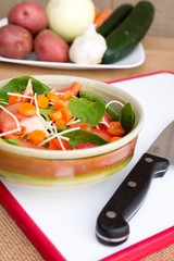 Fresh chopped vegetables.