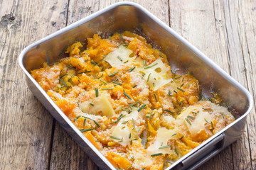 Cooking pumpkin baked with cheese