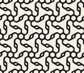 Vector Seamless Black and White Rounded Line Hexagonal Spiral Pattern